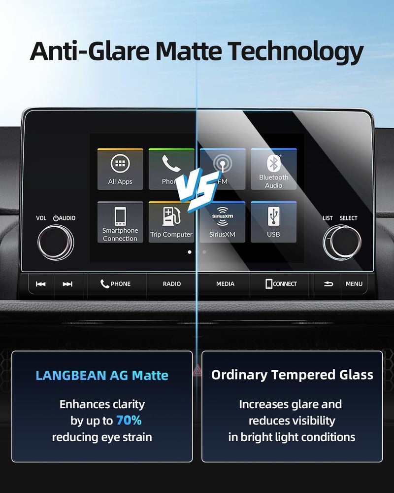 LANGBEAN Anti-Glare Matte Screen Protector for 2023-2025 Honda CRV (LX/EX/Sport Hybrid) 7-Inch Infotainment Touchscreen, 9H Tempered Glass/Anti-Fingerprint 2025 CRV Hybrid Accessories - Image 3